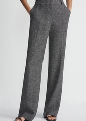 Lafayette 148 New York Gates Basketweave Straight Leg Marled Linen Trousers