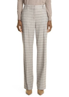 Lafayette 148 New York Gates Plaid Flat Front Trousers in Graphite Multi at Nordstrom