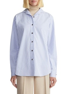 Lafayette 148 New York Gingham Oversize Cotton Button-Up Shirt