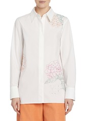 Lafayette 148 New York Greyson Floral Embroidered Cotton Poplin Shirt