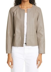 Lafayette 148 New York Griffith Lambskin Leather Jacket in Mink Grey at Nordstrom