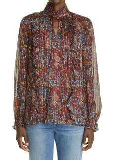 Lafayette 148 New York Harlan Silk Blend Blouse in Antique Ruby Multi at Nordstrom