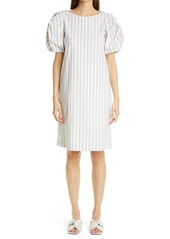 Lafayette 148 New York Hattie Stripe KindCotton A-Line Dress in Smoked Taupe Multi at Nordstrom