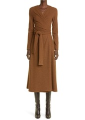 Lafayette 148 New York Irelyn Long Sleeve Wool & Cashmere Midi Wrap Dress