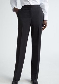 Lafayette 148 New York Irving Straight Leg Stretch Wool Pants in Black at Nordstrom Rack