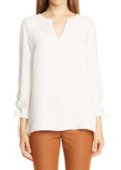 Lafayette 148 New York Jacoby Ruched Sleeve Silk Blouse
