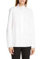 Lafayette 148 New York Kelly Ruffle Trim Blouse in White at Nordstrom