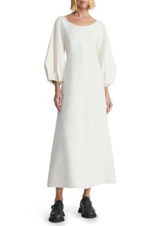 Lafayette 148 New York Lantern Sleeve Silk & Linen Dress