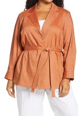 Lafayette 148 New York Lawson Linen & Wool Wrap Blazer in Chili Red at Nordstrom