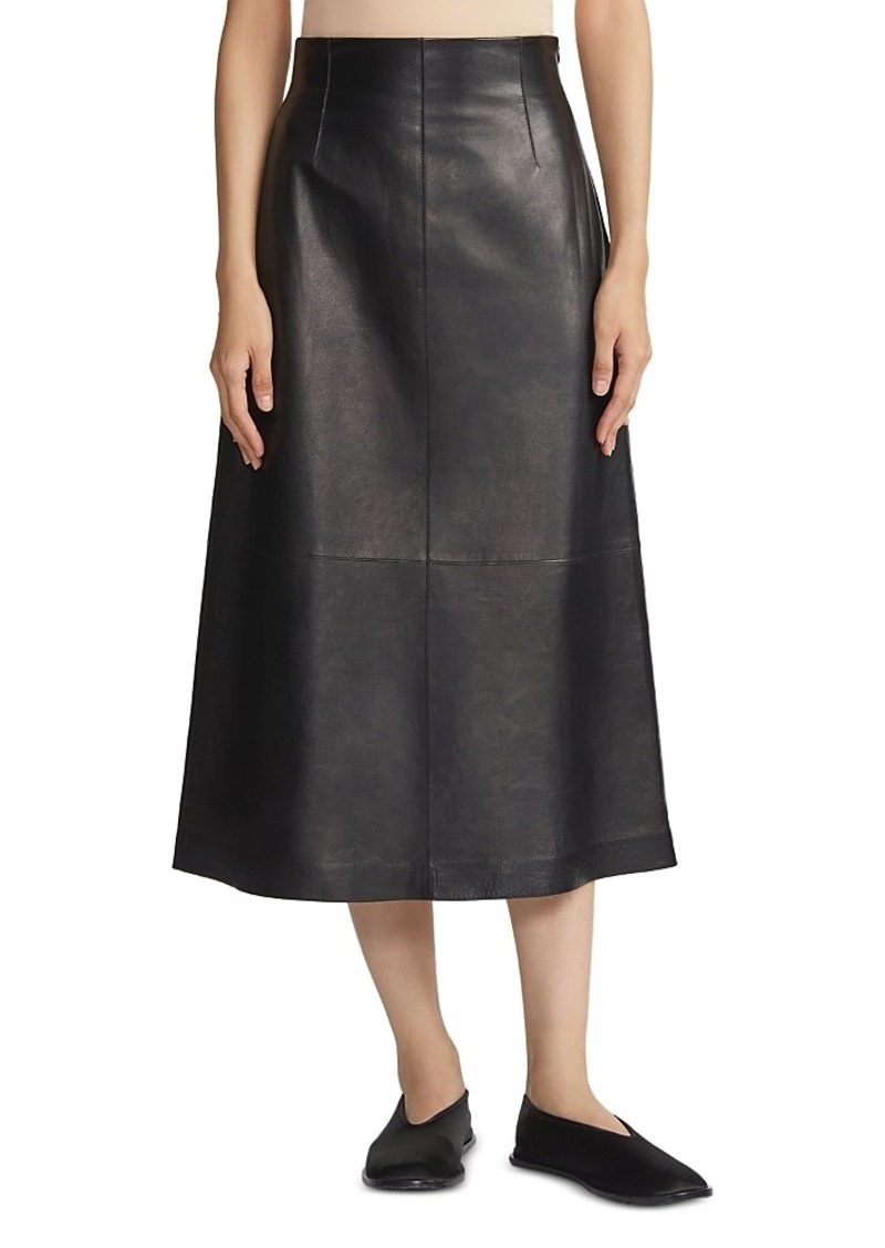 Lafayette 148 New York Leather High Waisted A Line Skirt