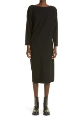Lafayette 148 New York Marcil Long Sleeve Wool & Cashmere Midi Dress in Black at Nordstrom