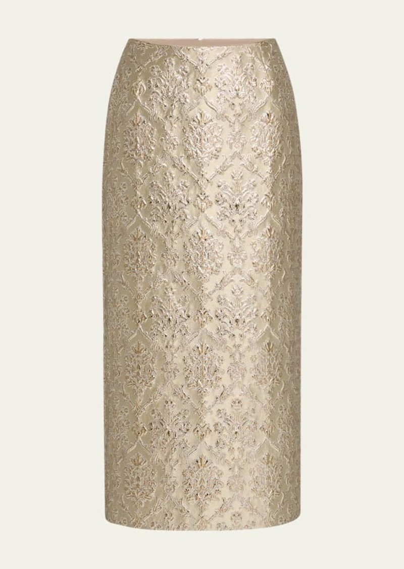 Lafayette 148 New York Metallic Brocade Maxi Pencil Skirt