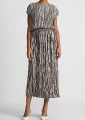 Lafayette 148 New York Metallic Foil Plissé Midi Dress