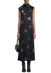 Lafayette 148 New York Metallic Print Scarf Detail Dress