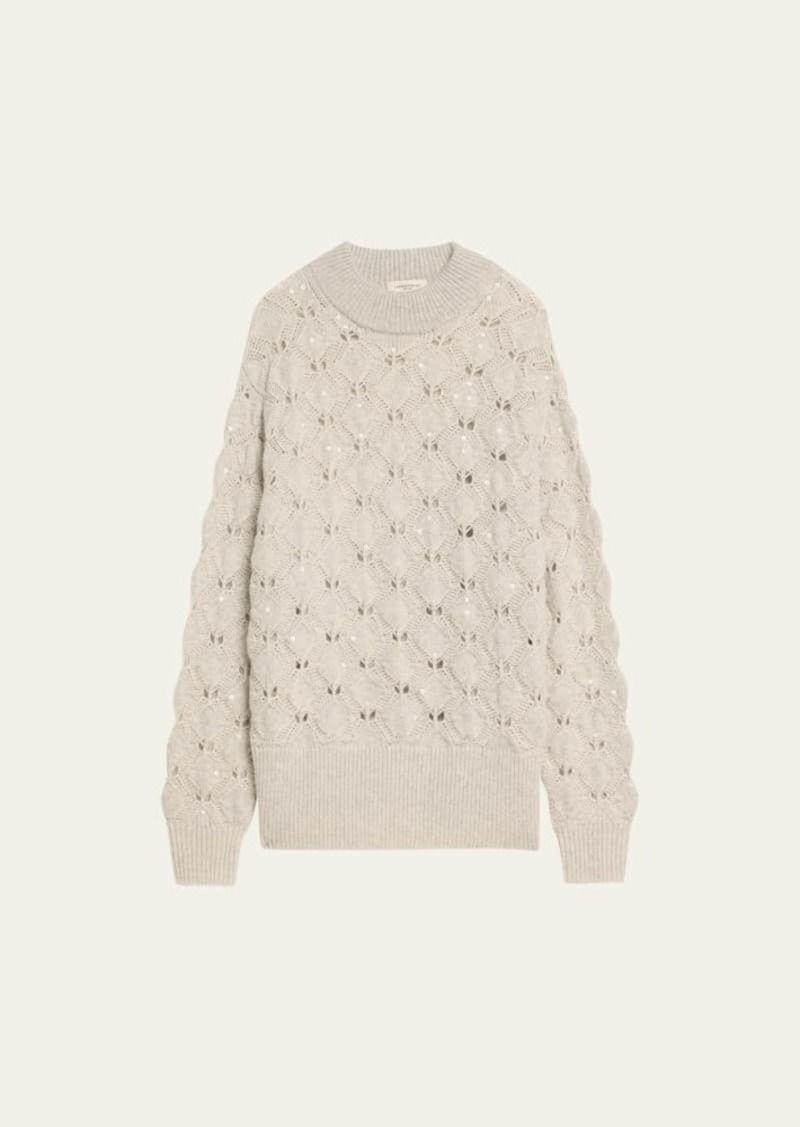 Lafayette 148 New York Mock-Neck Lace-Stitch Sweater