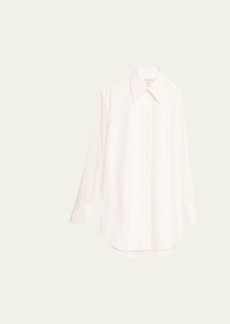 Lafayette 148 New York Oversized Button-Down Cotton Poplin Shirt