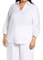 Lafayette 148 New York Parker Embroidered Linen Blouse