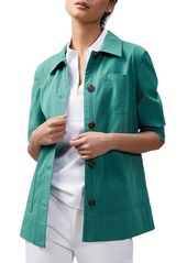 Lafayette 148 New York Pascal Stretch Cotton Jacket in Jade at Nordstrom