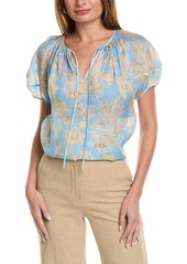 Lafayette 148 New York Pleated Neck Blouse