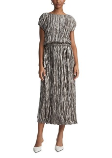 Lafayette 148 New York Plisse Gathered Waist Midi Dress