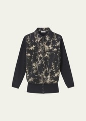 Lafayette 148 New York Printed Button-Down Sweater