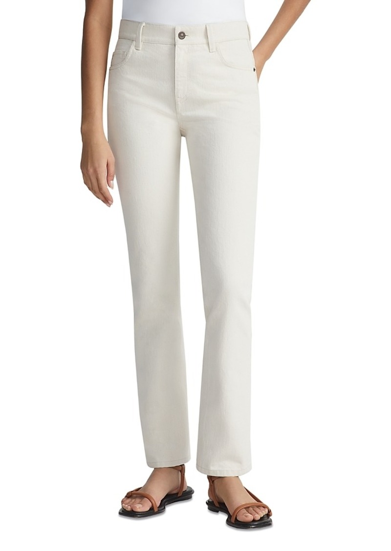 Lafayette 148 New York Reeve High Rise Ankle Straight Jeans in Washed Ecru