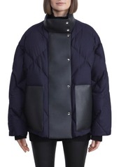 Lafayette 148 New York Reversible Down Jacket with Leather Trim