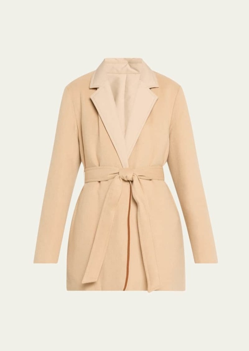 Lafayette 148 New York Reversible Leather-Trim Wrap Coat