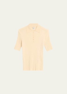 Lafayette 148 New York Ribbed Elbow-Sleeve Polo