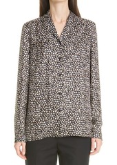 Lafayette 148 New York Rigby Abstract Brushstroke Silk Blouse in Black Multi at Nordstrom