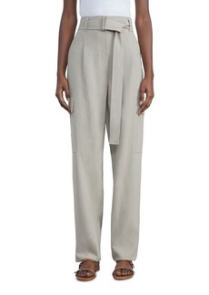 Lafayette 148 New York Sadler Linen Cargo Pants in Green Clay at Nordstrom