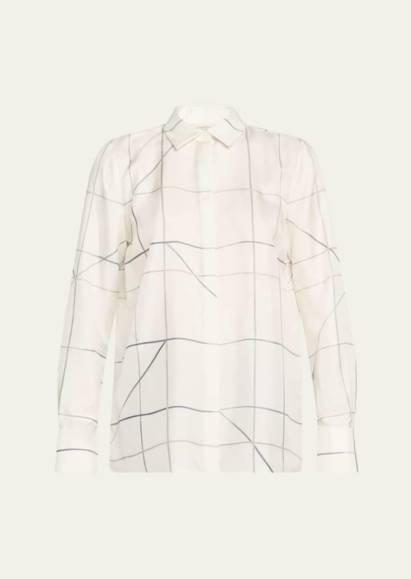 Lafayette 148 New York Scottie Graphic-Print Silk Twill Blouse