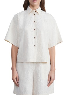 Lafayette 148 New York Short Sleeve Fil Coupé Shirt Jacket in Buff at Nordstrom Rack