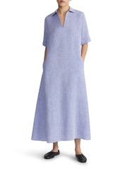 Lafayette 148 New York Short Sleeve Linen Popover Midi Dress