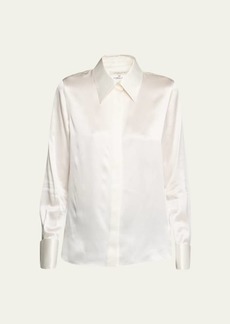 Lafayette 148 New York Spread-Collar Silk Charmeuse Blouse