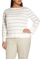 Lafayette 148 New York Stripe Bateau Neck Sweater