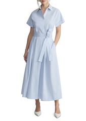 Lafayette 148 New York Stripe Belted Cotton Shirtdress