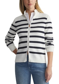 Lafayette 148 New York Stripe Fitted Bomber Cardigan