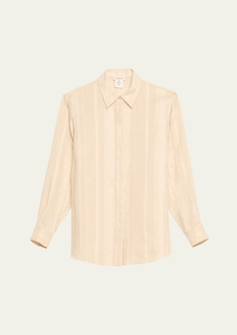 Lafayette 148 New York Striped Jacquard Boyfriend Shirt