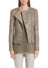 Lafayette 148 New York Trista Tweed & Leather Jacket