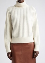 Lafayette 148 New York Turtleneck Rib Cashmere Sweater