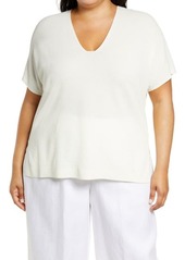 Lafayette 148 New York V-Neck Knit Top in Cloud at Nordstrom