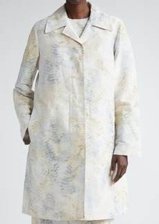 Lafayette 148 New York Warped Fern Print Linen Blend Overcoat