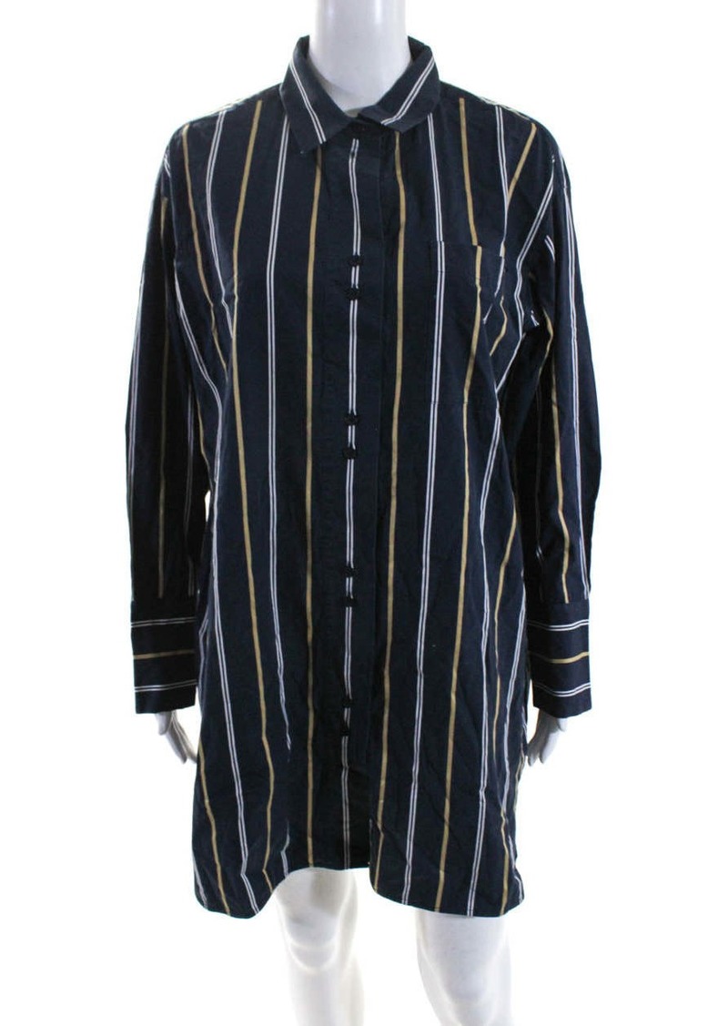 Lafayette 148 New York Womens Short Sleeves Button Down Shirt Dress Stripe