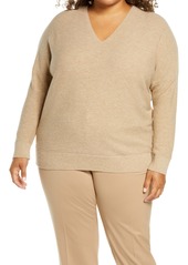 Lafayette 148 New York Wool & Cashmere V-Neck Sweater (Plus Size)