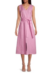 Lafayette 148 Lily Self-Tie Linen Dress In Dahlia