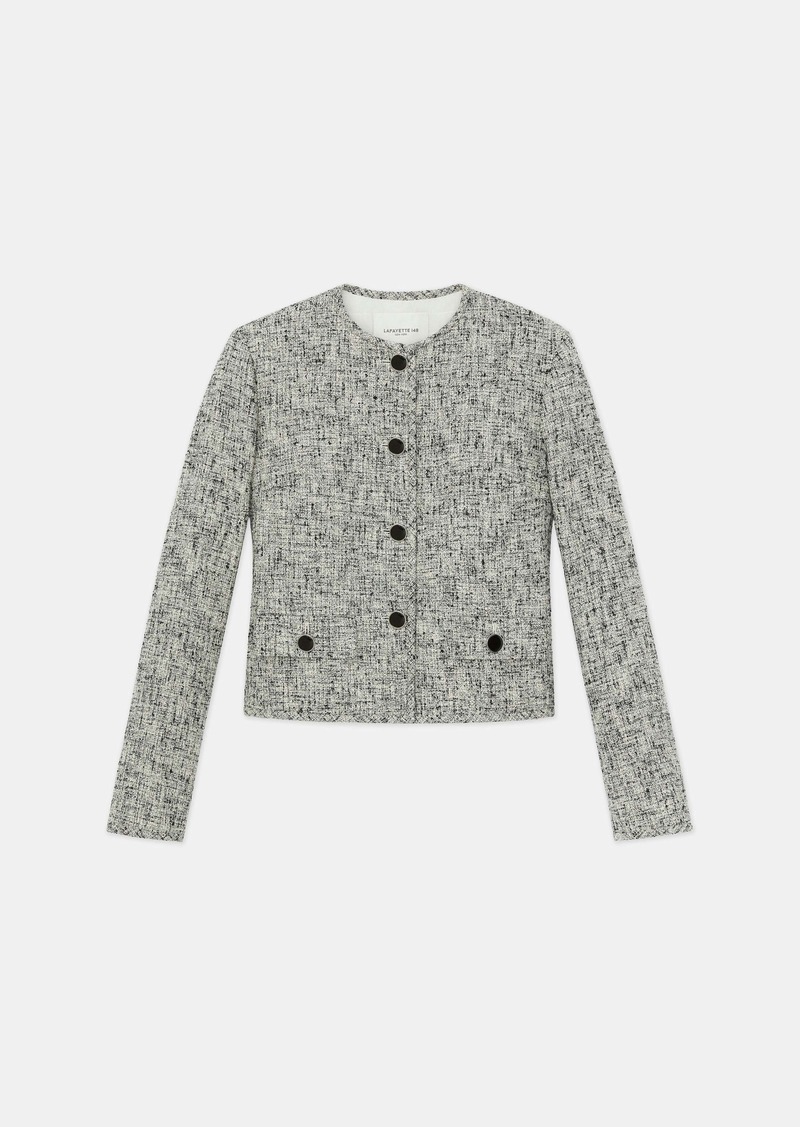 Lafayette 148 Linen-Cotton Boucl?? Tweed Collarless Buttoned Jacket