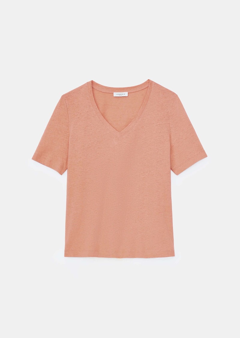 Lafayette 148 Linen-Cotton Jersey V-Neck Tee