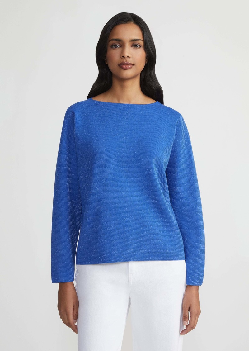 Lafayette 148 Matte Crepe Bateau Neck Pullover