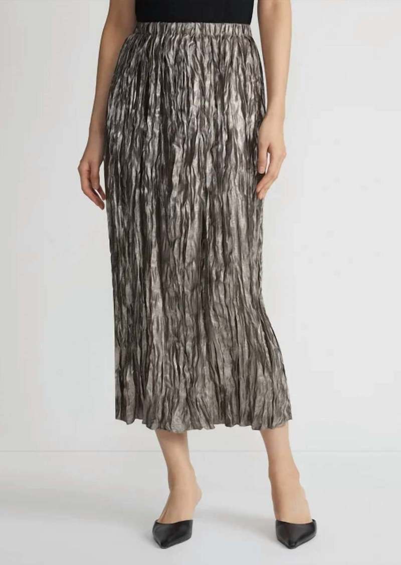 Lafayette 148 Metallic Plissé Midi Skirt In Pewter Metallic